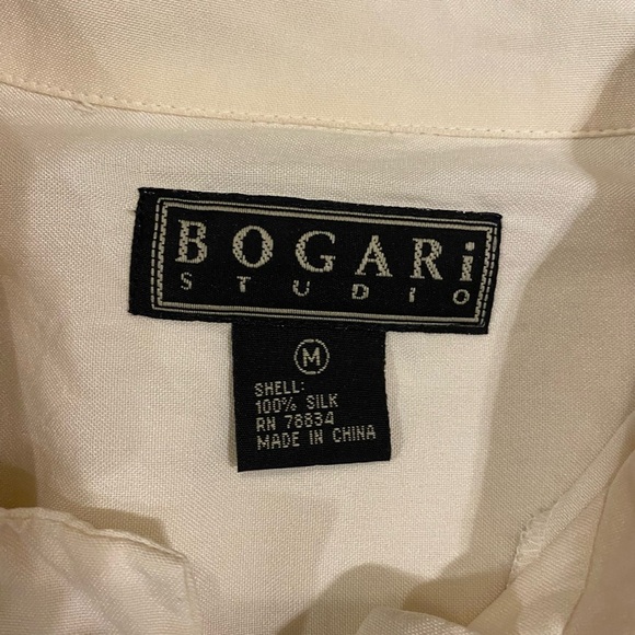 Vintage Bogari Studio Woman’s 100% Silk Cream Button-Up Formal Shirt .Medium - Picture 5 of 12